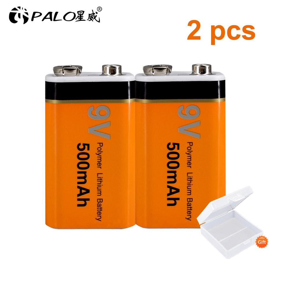 PALO 9V Rechargeable Battery 9 Volt Lithium Li-ion Battery 6F22 9V Crown Battery Ni-MH Batteries for Multimeter Metal Detector