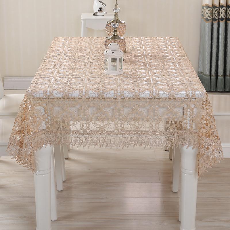 Home Room Decor Hollow Out Table Cloth Wedding Decor Translucent Table Cover Round Square Tea Table Cover Dinning Tablecloth