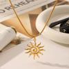 Waterproof Stainless Steel Necklace Stainless Steel Sweater Chain Metal Texture Pendant  Daily Wear