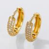Huitan Luxury CZ Hoop Earrings for Women Gold Color Small Circle Earrings Fashion Versatile Lady's Ear Accessory Simple Jewelry