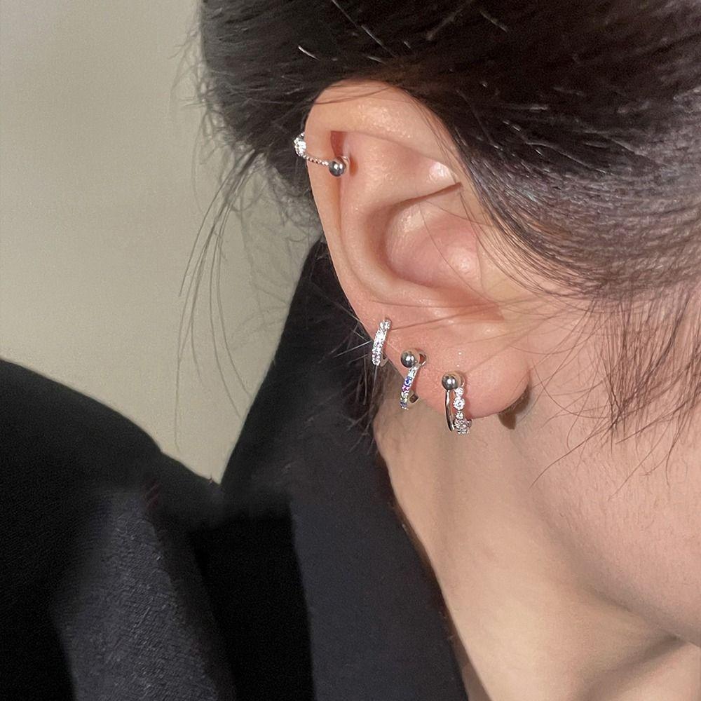 Ювелирные изделия для пирсинга Серьги для пирсинга Серьги серебряного цвета Хрящевая спираль Серьги с винтом Серьги CZ