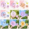 Cloth Hand Held Fan Cartoon Round Fan Portable Folding Group Fan