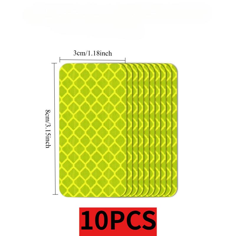 10PCS Car Truck Reflective Safety Warning Tape Waterproof Anti-collision Reflective Patch Night Light Patch Reflector Stickers