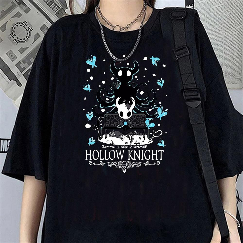 Hollow Knight Silksong Принт с узором Футболка Хип-Хоп Ретро Аниме Женская Одежда Удобный Дышащий и Мягкий Хлопок