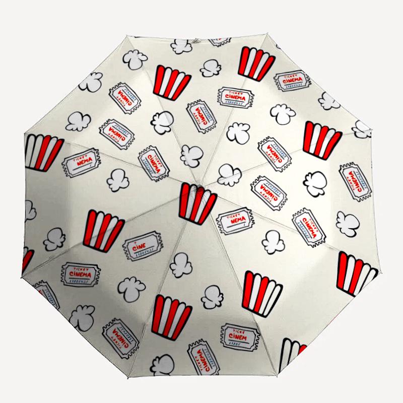 1pc Cinema Popcorn Open/Close Folding Umbrella, All- Portable Umbrella for & Men, Stylish Accessory (Holiday Gift) 8-Rib yy251213197