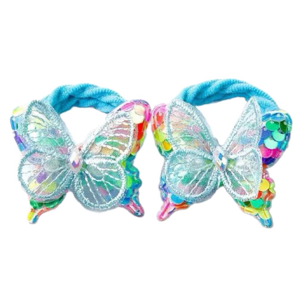 Glitter Butterfly Elastic Hair Ties For Girls Stretchy Non Toxic Hairbands Safe Hair Accessories For Kids