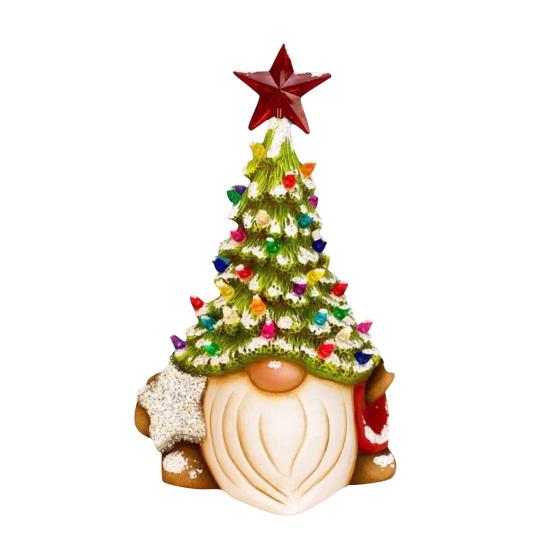Gnome Christmas Tree Light Resin Lighted Faceless Old Man Figurines Portable Tabletop Ornament Festive Gift for Family Friends