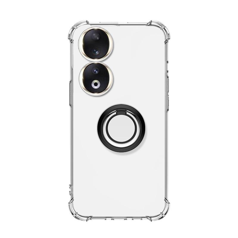 Мягкий прозрачный чехол с подставкой для кольца для Honor 90 Pro 90 Lite 80 70 60 50 30 20 Pro Plus, прозрачный кронштейн-держатель, подушка безопасности, защитная задняя крышка телефона, капа
