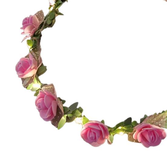 Романтический светящийся венок, светодиодный свет, розовые цветы, повязка для волос, головной убор, Свадебная вечеринка, вечеринка для девочек, светящаяся гирлянда для волос на день рождения