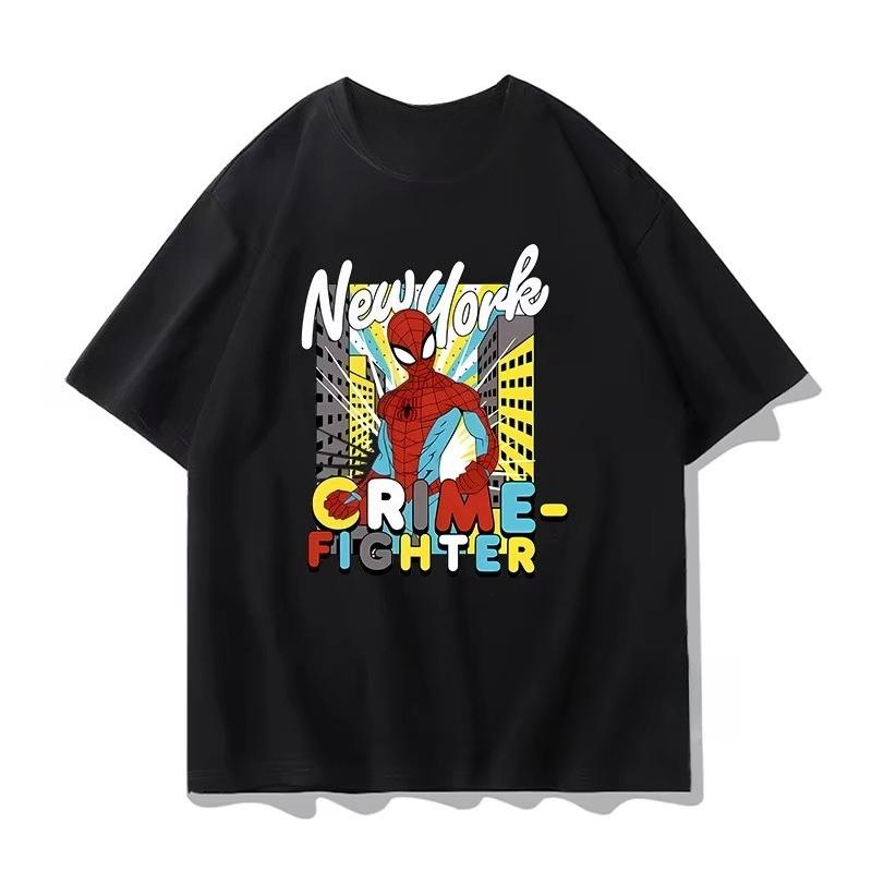2026 new Marvel fan SpiderUnisex collaboration cotton printed childrens clothing set short sleeves