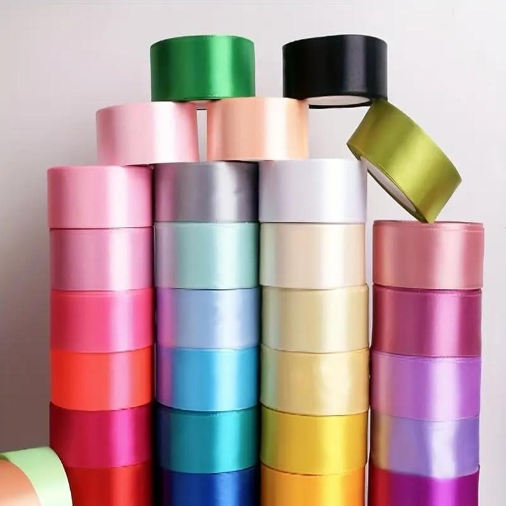 1 рулон 1,5 дюйма X 25 ярдов однотонные атласные ленты для DIY упаковки подарков, свадебных букетов, ленты для букетов, ручной работы банты, упаковка тортов