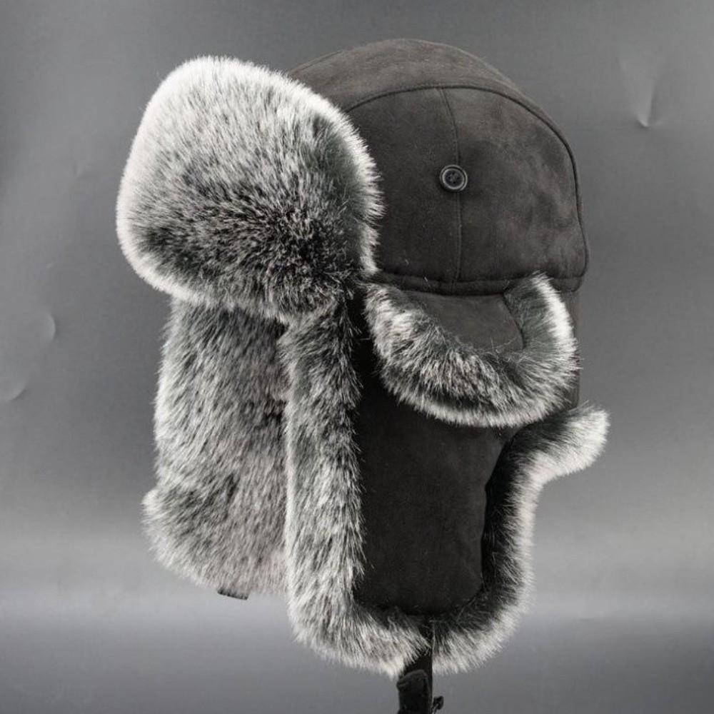 Imitation Fur Men Lei Feng Hat Suede Fabric Windproof Ski Hat Casual Ear Protection Hat Men