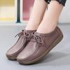 Новинка 2024 года, женская обувь из воловьей кожи большого размера, повседневная обувь на мягкой подошве, одинарные туфли на шнуровке