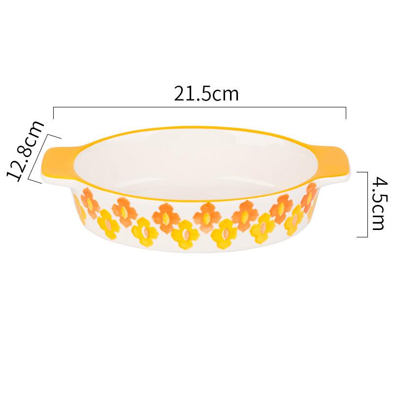 Цветы Прямоугольная Овальная Форма для Выпечки с Ручкой Керамическое Блюдо для Выпечки Жаровня для Лазаньи Кухонная Салатница Сырная Форма для Запекания