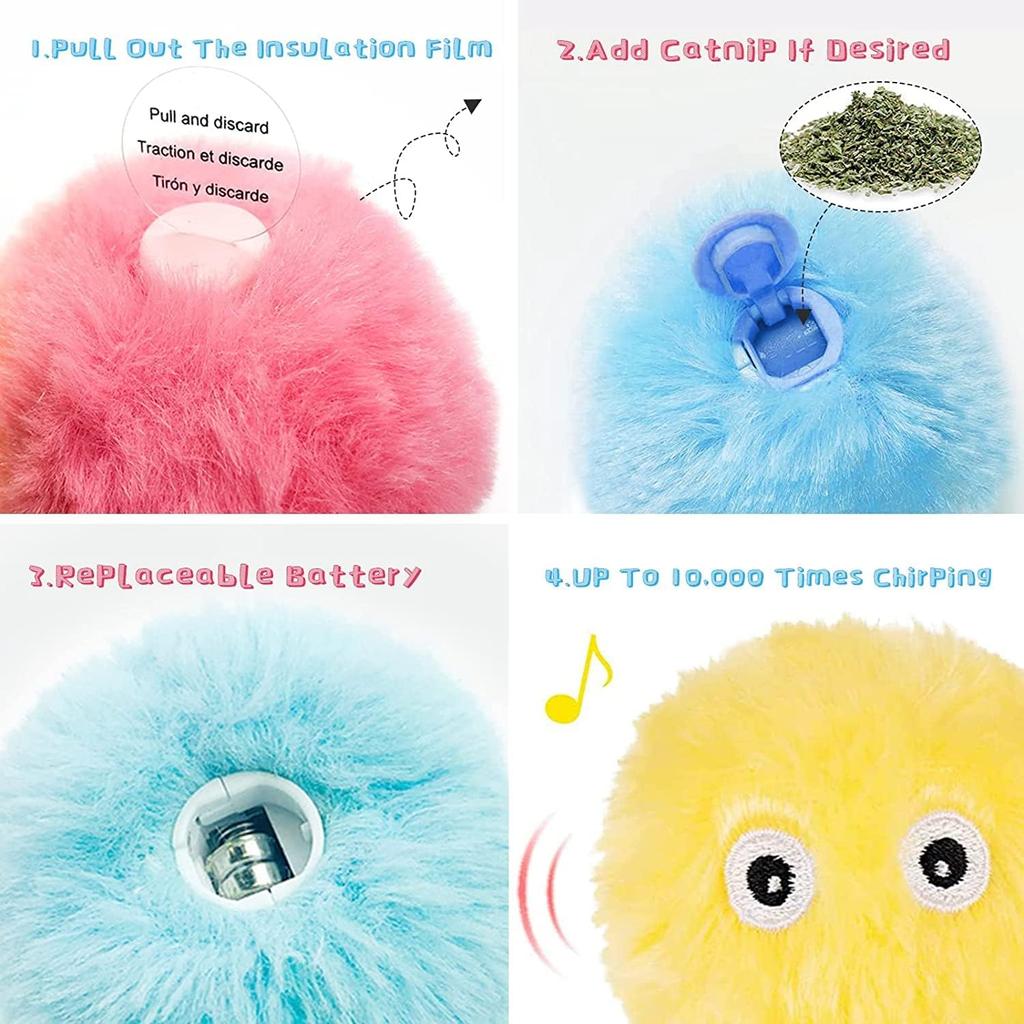 Cat Toy Ball,3Pcs Indoor Interactive cat Kicker Toy Balls,Fun Kitten Catnip Toys for cat Exercise,Singing Ball Kitten Toy
