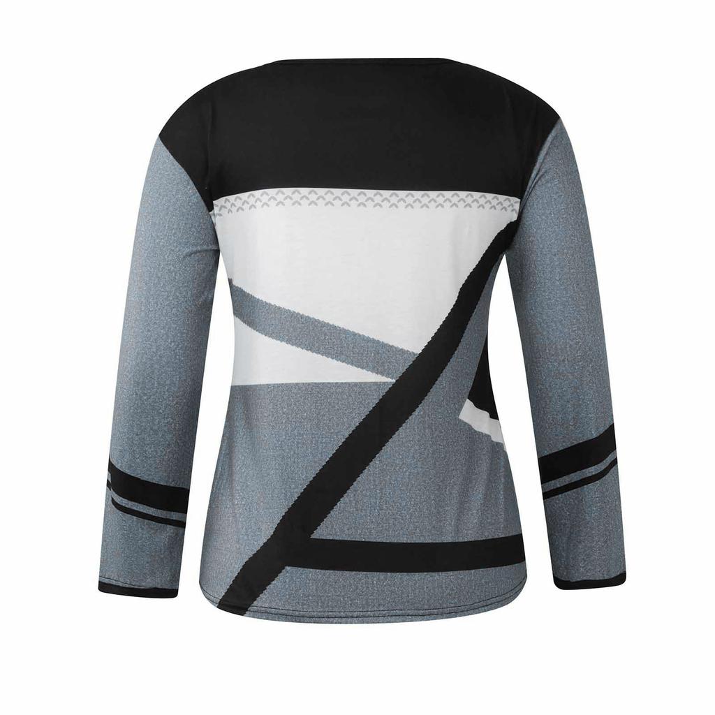 Женские топы Нарядные повседневные рубашки с длинными рукавами с перекрестным V-образным вырезом и цветными блоками Повседневная туника Блузки Топы