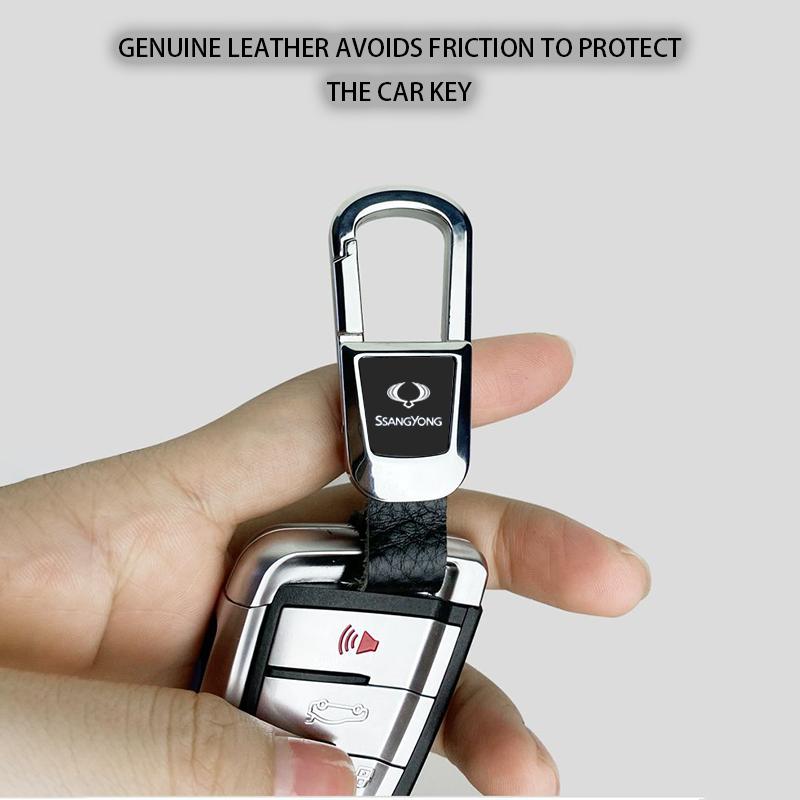 Car Leather Key Chain keychain Pendant Key Case Key Cover For Ssangyong Tivoli Torres EVX XLV Korando e-MOTION MUSSO GRAND C300 jhe1