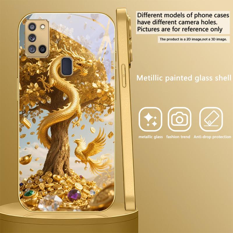 Золотой Дракон Сворачивается Для Samsung A 31 32 A33 A34 35 14 A15 13 A16 25 26 50 52 53 54 55 56 70 71 72 73 Золотой стеклянный чехол для телефона