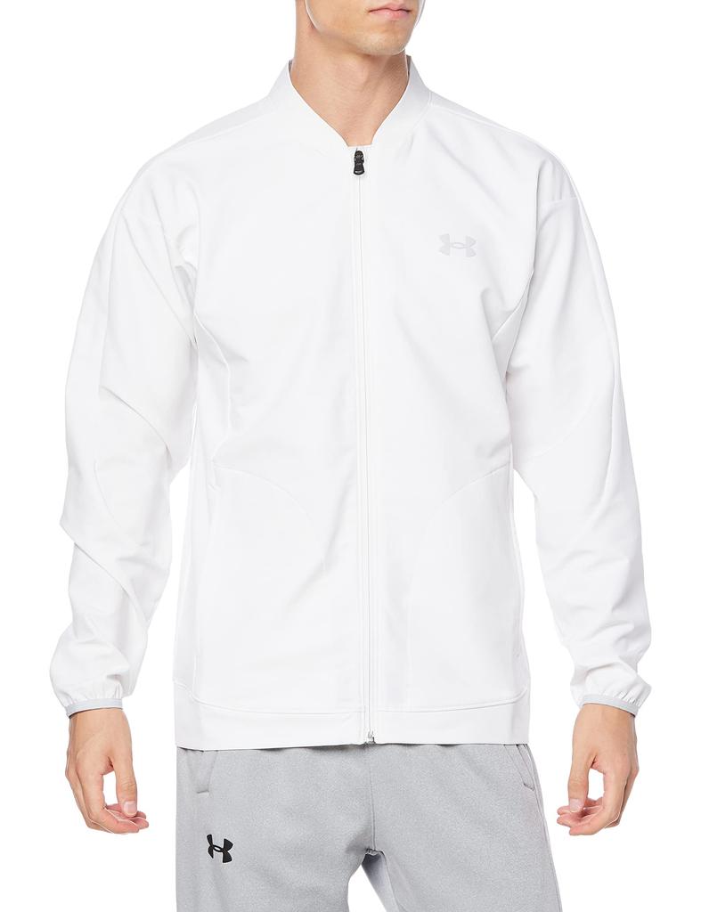 Under Armour UA CG Эластичный тканый джемпер с круглым вырезом БЕЛ/СЕР