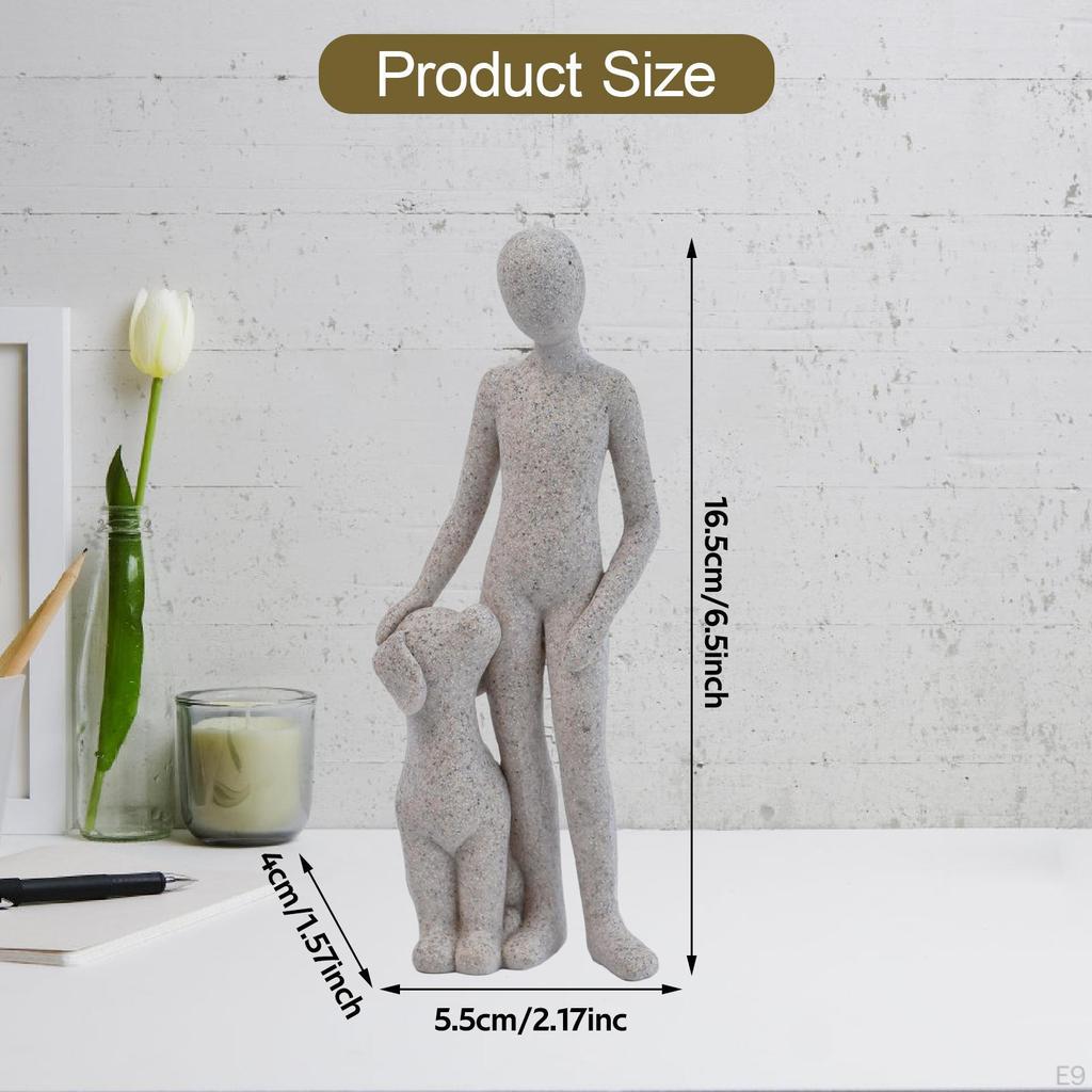 Мужчина со статуэткой собаки Украшение 2,1x1,5x6,5 дюйма Многоцелевой Милый Легкий для Владельцев Домашних Животных Искренний