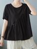 Women Loose Blouse Short Sleeved Flared Vintage Holiday T-Shirts