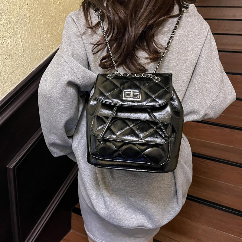 Рюкзак-цепочка ромбовидной формы, женский нишевый дизайн, модная сумка-ведро, повседневный корейский вариант, школьный рюкзак премиум-класса для путешествий