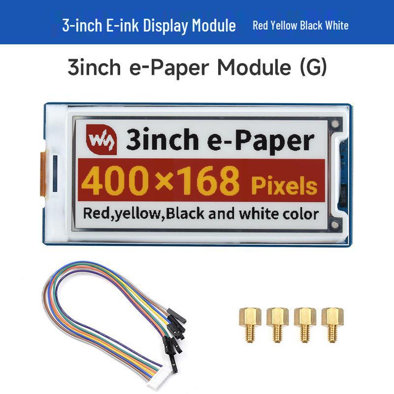3" E-Paper Display Module - Red/Yellow/Black/White, 400x168 Resolution.