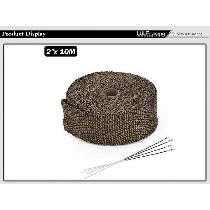 WLR RACING - 10M Premium Exhaust Heat Wrap Manifold Wrap Titanium Lava Fiber Thermal Heat Wrap + 4 pcs Ties WLR1910T