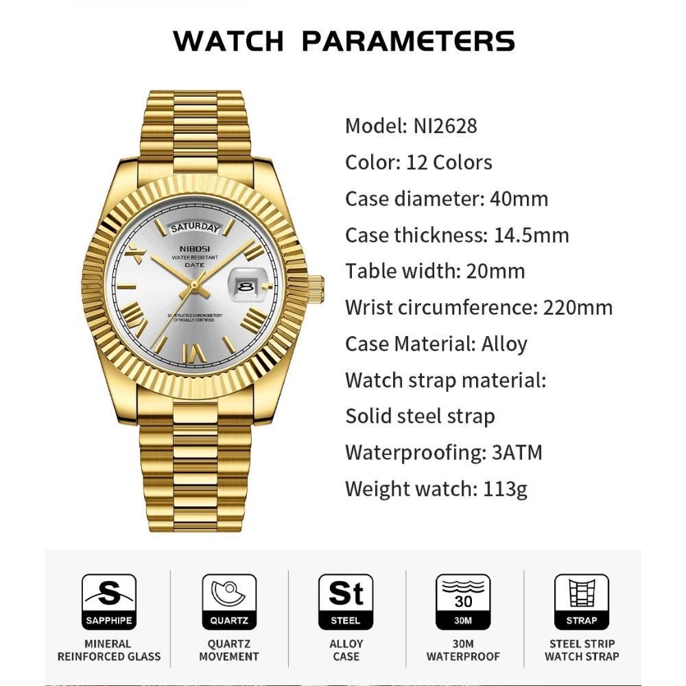 Роскошные кварцевые часы из нержавеющей стали для мужчин Роскошные светящиеся часы с индикацией даты для мужчин