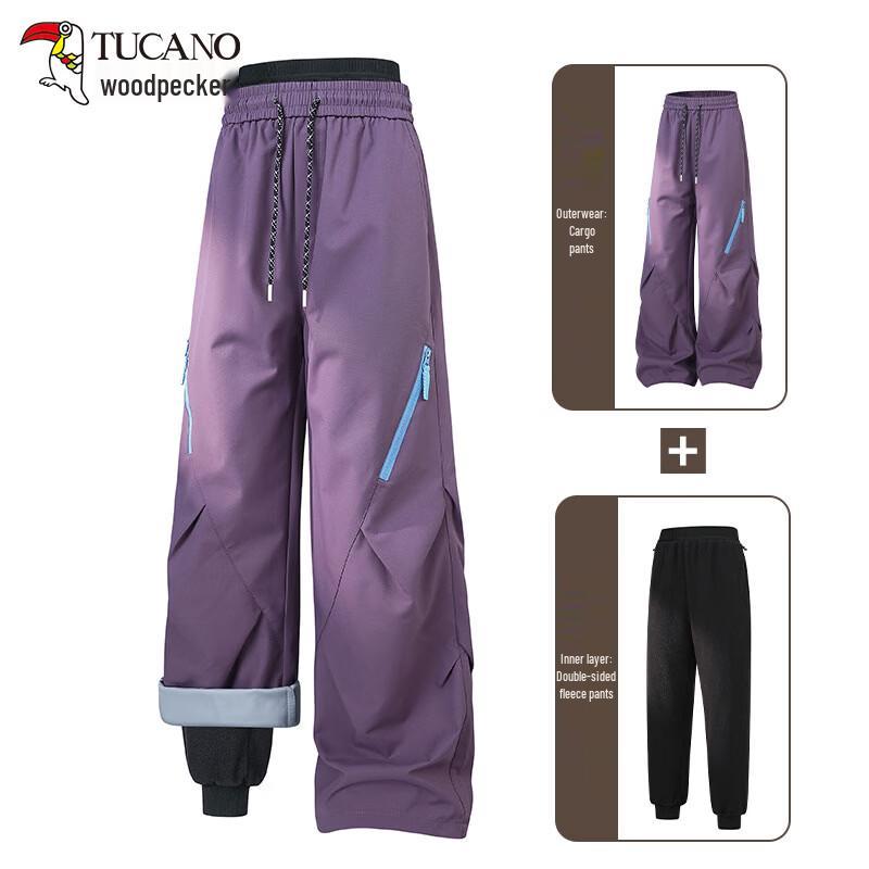 TUCANO Women's 3-in-1 Outdoor Windproof Fleece-Lined Wide-Leg Pants