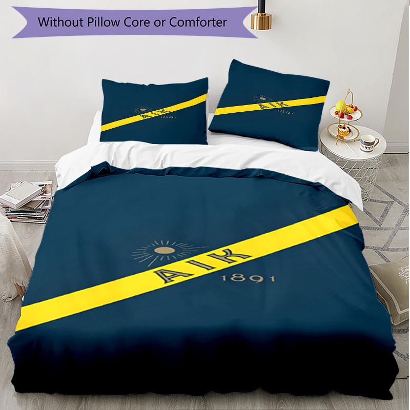 3pcs Duvet Cover Set (1*Duvet Cover + 2*Pillowcase, Without Core), AIK Fotboll Print Soft All‑Season Bedding Set, Home Bedroom Decor Gift