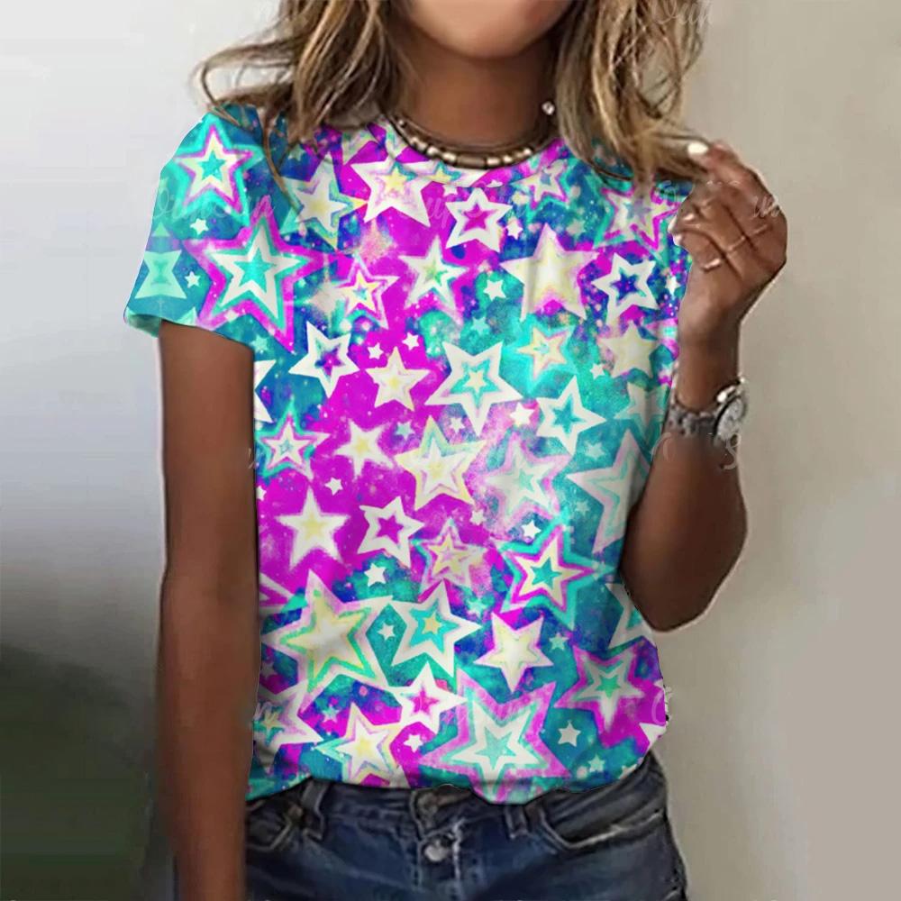 Summer Geometric Totem 3D Print T-shirts Women Streetwear Fashion Casual Y2k Short Sleeve