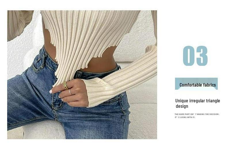 2025 New Style Women's Knitwear: Sexy Long Sleeve Short Sweater