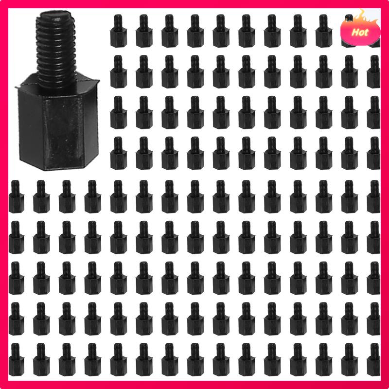 400X Motherboard Nylon Hex Standoff Threaded Spacer M3 Thread 6+6Mm Black