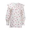 Spring and Autumn Women's Cotton Shirt Love Printed Shirt Doll Collar Lantern Sleeve Shirt