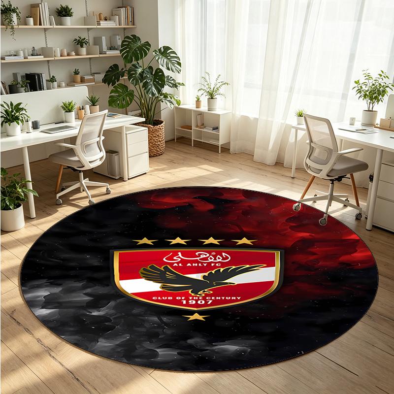 Al Ahly Printed Round Crystal Velvet Rug Soft Non Slip Floor Carpet For Bedroom Holiday Gift