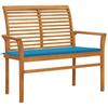 Day and Night - Day and Night Solid Teak Wood Garden Bench with Blue Cushion 112 Cm