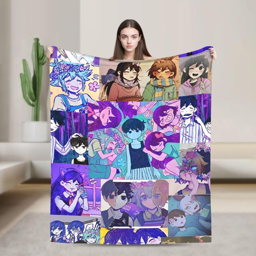 Omori Funny Video Games Printed Blanket For Men Women Cozy Soft Throw Blankets for Sofa 50x60 Inches Multi-size