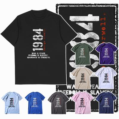 Coolmind X0014 Хлопок большой размер принт 1984 эксклюзивный винтажный графический мужская футболка свободная мужская футболка повседневная футболка для мужчин футболки