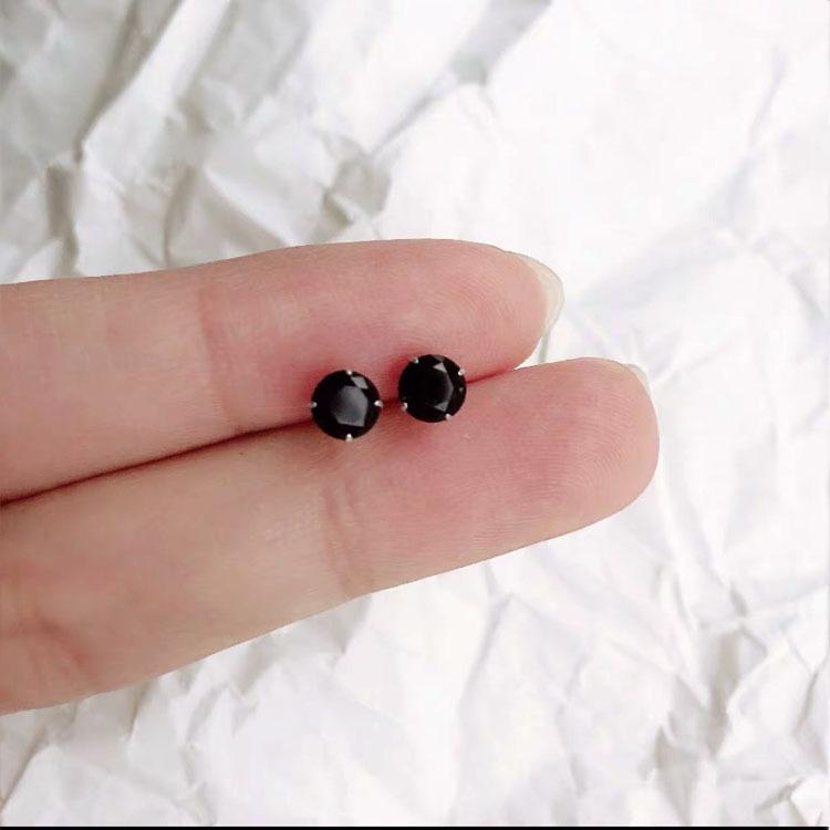 "Унисекс 925 пробы серебряные мини-серьги-гвоздики с бриллиантами"