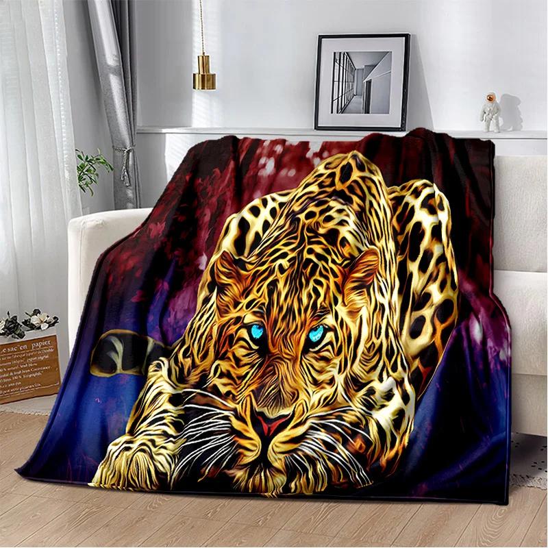 Plush Fleece Beast Animal Roses and Leopard Cheetah Throw Blanket Home Bedroom Bed Sofa Picnic Travel Cover Kid Soft Blanket