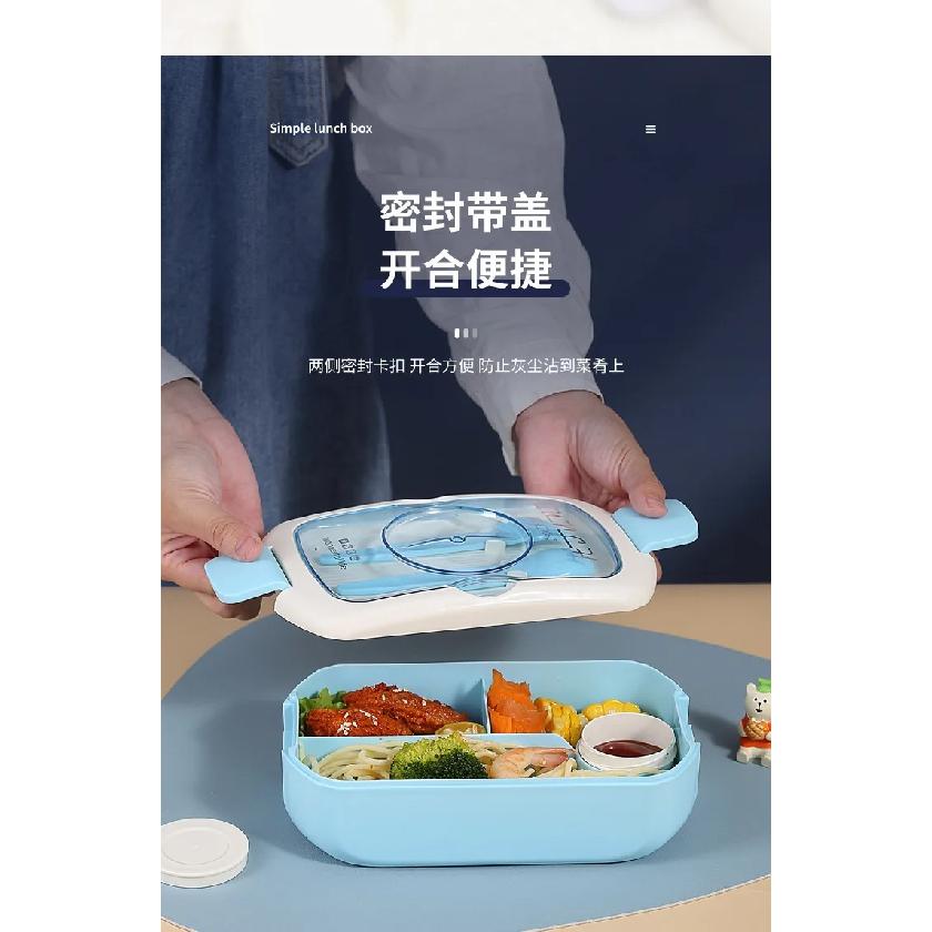 Portable Lunch Box and Water Bottle Set Microwave Safe Divided Sealed Bento Box with Spoon Fork Salad Food Storage Kit for Kids