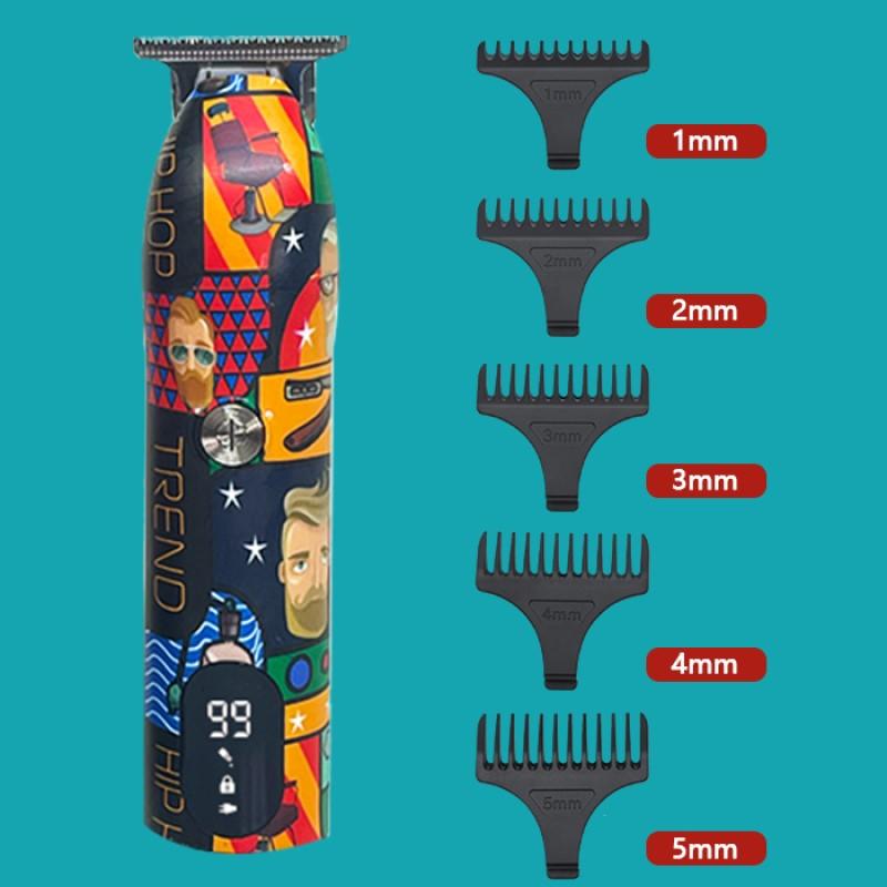 Professional Barber Hair Clipper Rechargeable Graffiti Electric Finish Cutting Machine Beard Trimmer Shaver Cordless Work