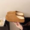 Ретро Обувь для Женщин, Новый Стиль Осени и Зимы, с Флисом, Шлепанцы и Хлопковая Обувь на Одну Ногу