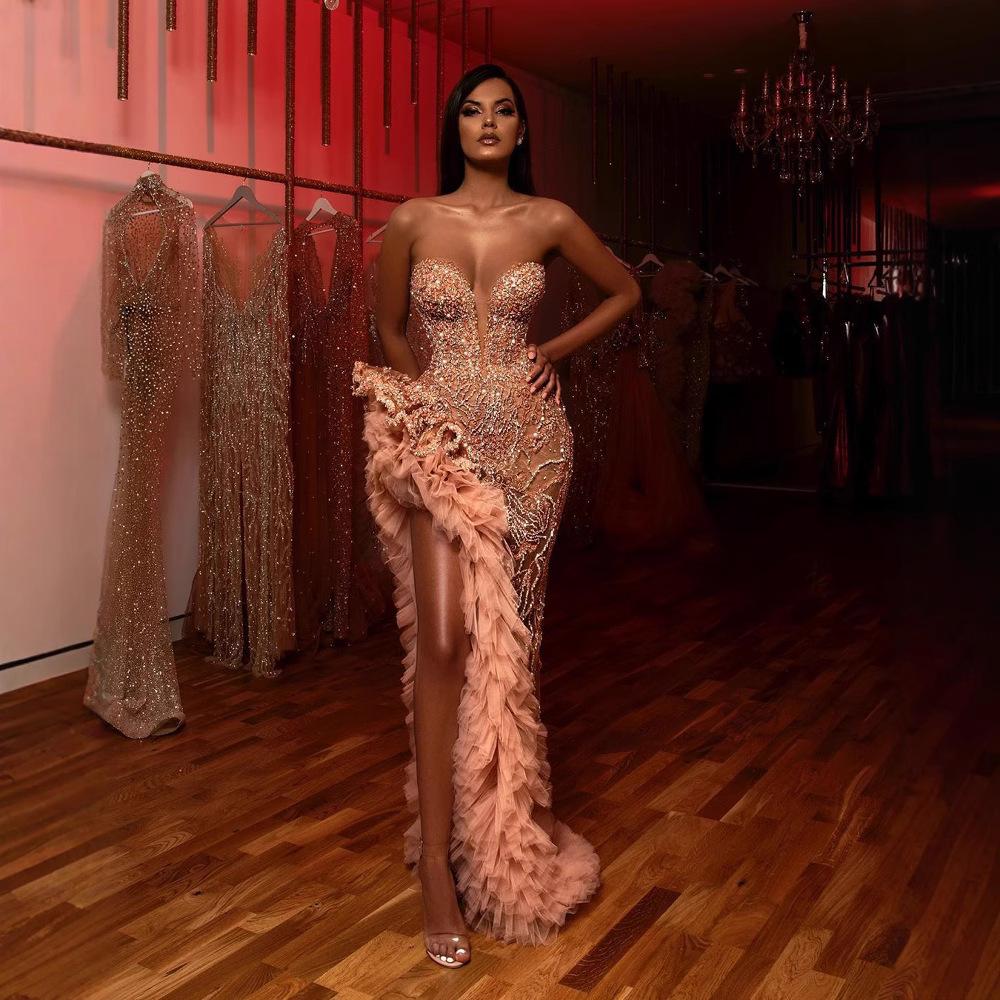 2025 платье весна новая женская одежда ежегодная встреча бахрома хвост сексуальное платье-труба с блестками