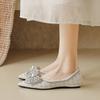 Weiwei Girl 5933-8 Pointed Single Shoes Women's Flat-soled 2025 New Shallow Mouth One-pedal Rhinestone Beanie Shoes Women