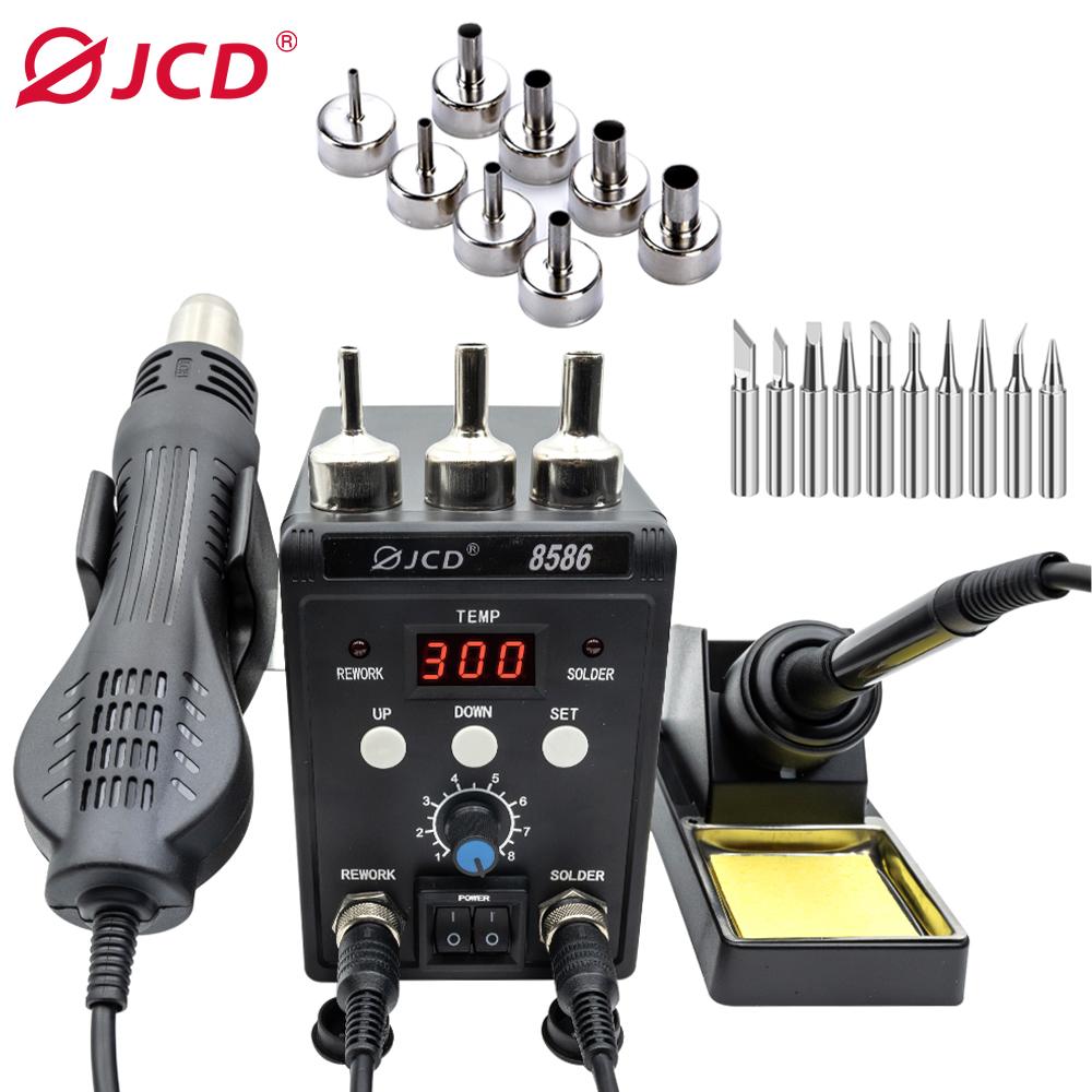 JCD Soldering Station 8586 Welding Hot Air Gun+Electric Soldering Iron 2 In 1 LCD Digital Display Welding Equipment Repair Tool