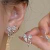 Bowknot Zircon Stud Earrings for Women Fashion Korean Silver Color Pink Crystal Personality Earring Girl Party Jewelry Gifts