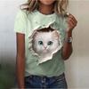Летний топ с круглым вырезом и принтом 3D Cat, модные повседневные женские футболки с короткими рукавами