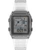 Часы Timex Uni-Q LCA 35 мм — серый ремешок, цифровой циферблат, серый корпус, прозрачный/цифровой/прозрачный.